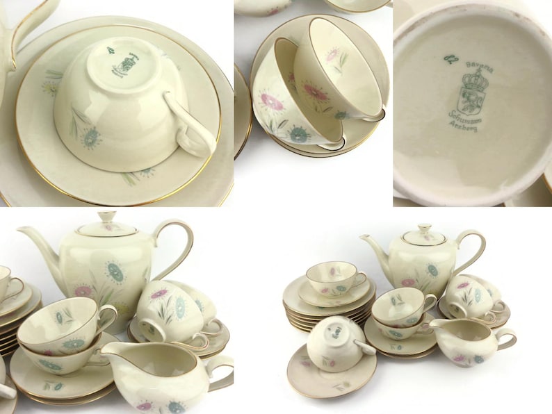Vintage Porcelain Tea Coffee Set, Breakfast Dining Set Bavaria Germany ...