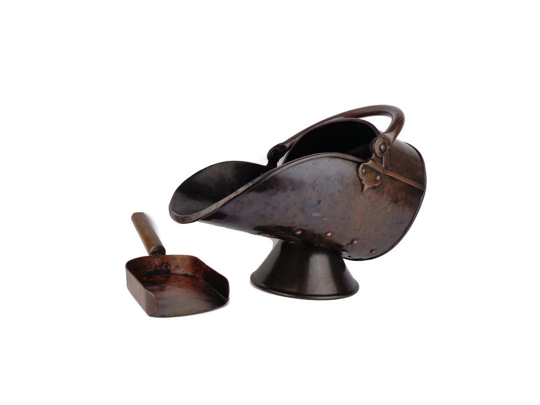 Antique Coal Bucket With Shovel Fireplace Decor Copper Coal Etsy