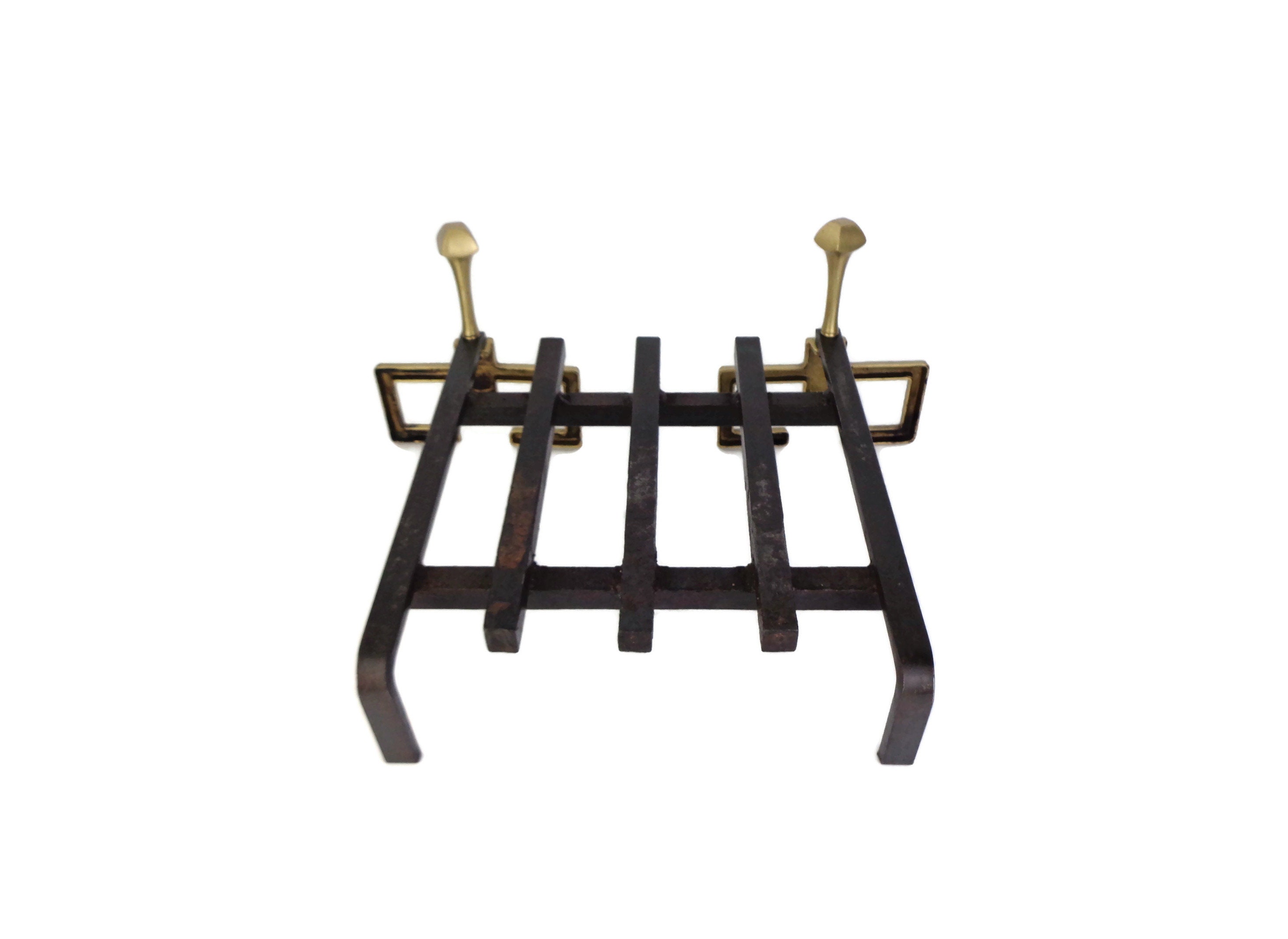 Antique Fireplace Andirons With Grate Iron Fireplace Grate Etsy