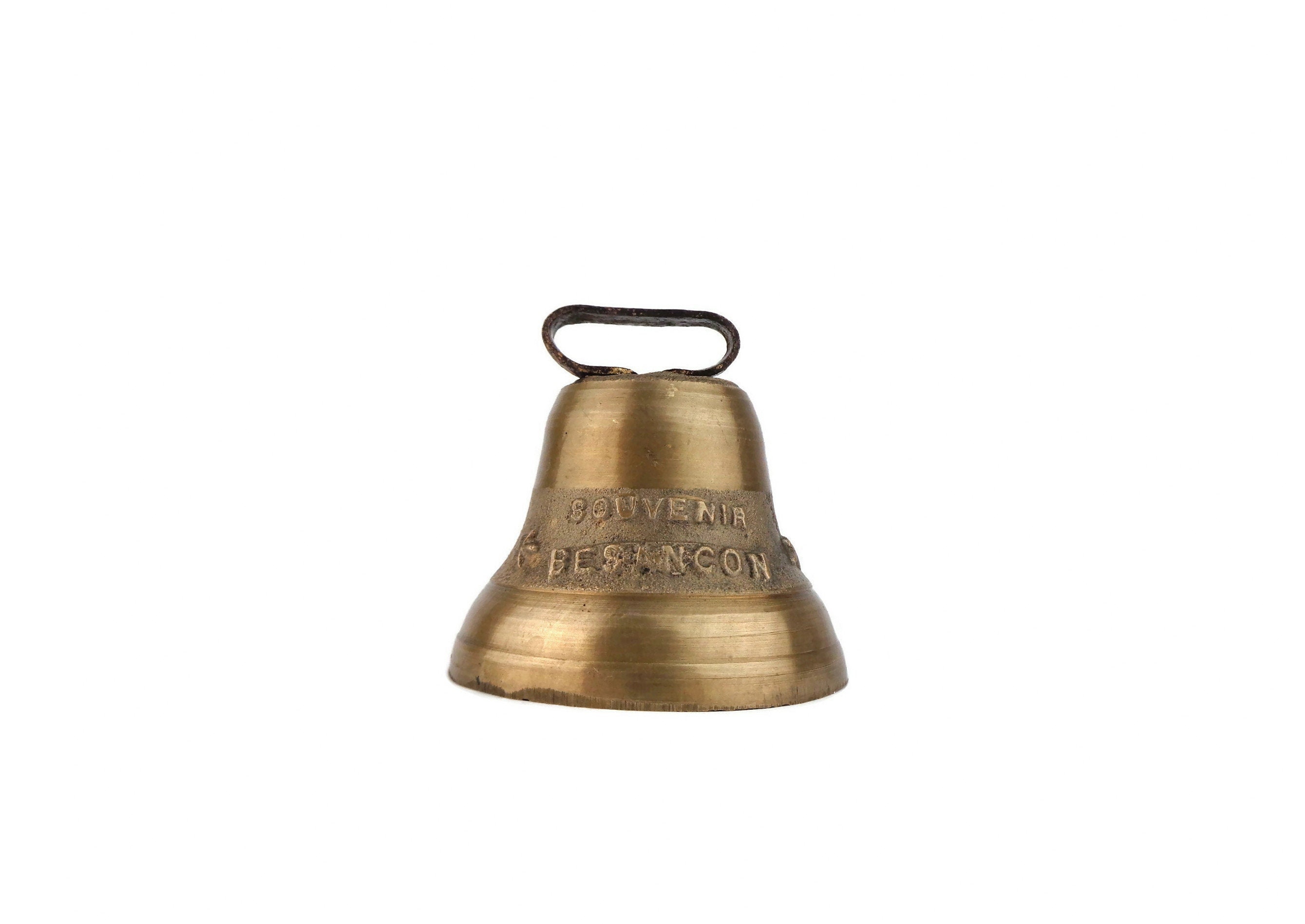 French Bronze Bell, Vintage Cow Bell Souvenir Besancon