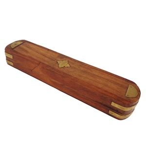 Vintage Storage Box With Brass Decoration, Wooden Incense Stick Holder, Wooden Storage Box