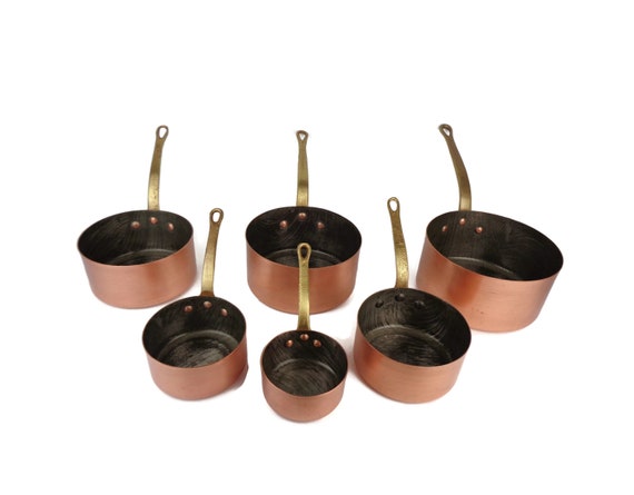 Lot De 6 Vieilles Casseroles En Cuivre étamé – N°10 à 21, Pour Cuisson Au Gaz