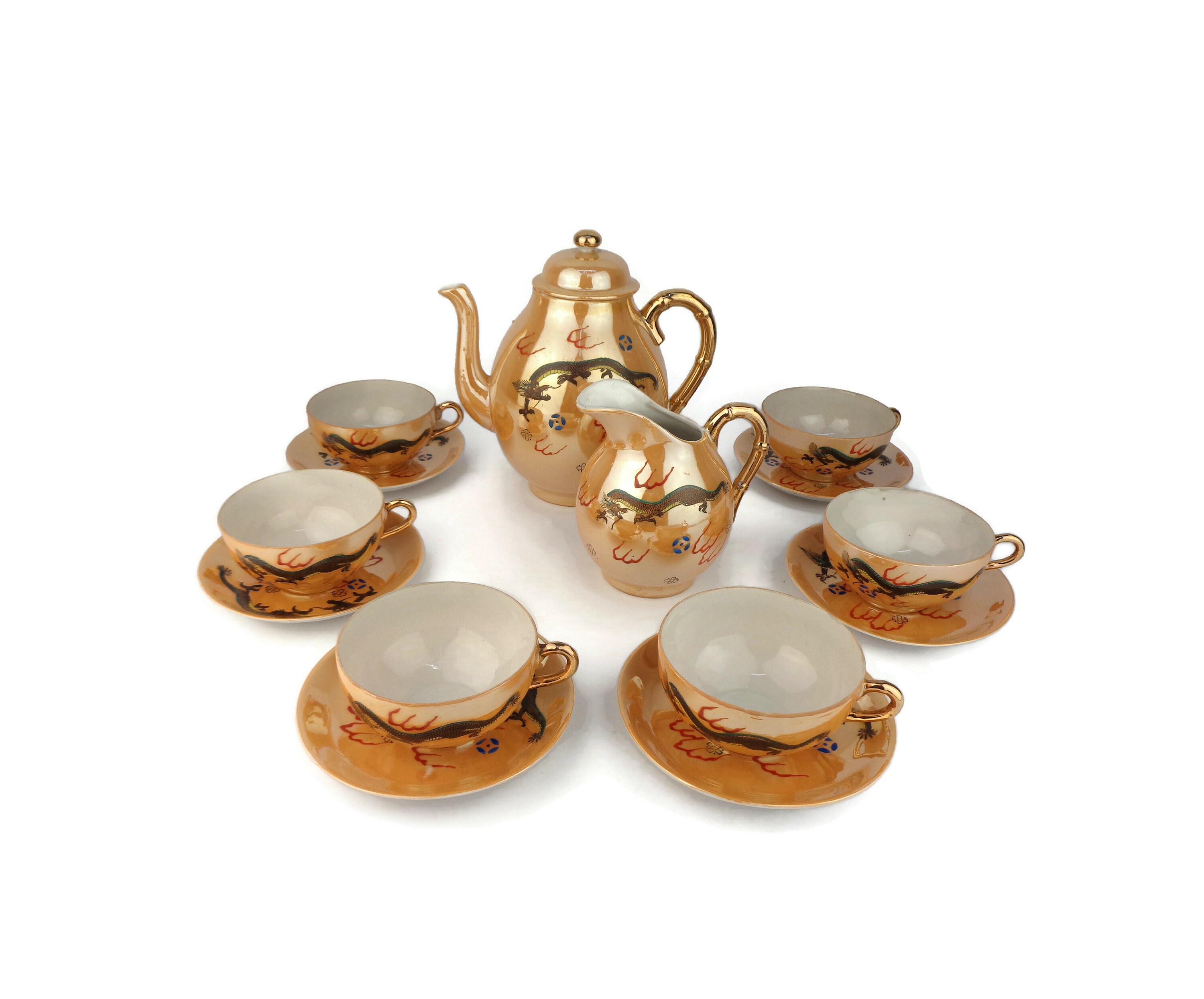 Vintage Porcelain Tea Coffee Set, Chinese Porcelain Coffee Tea Set ...