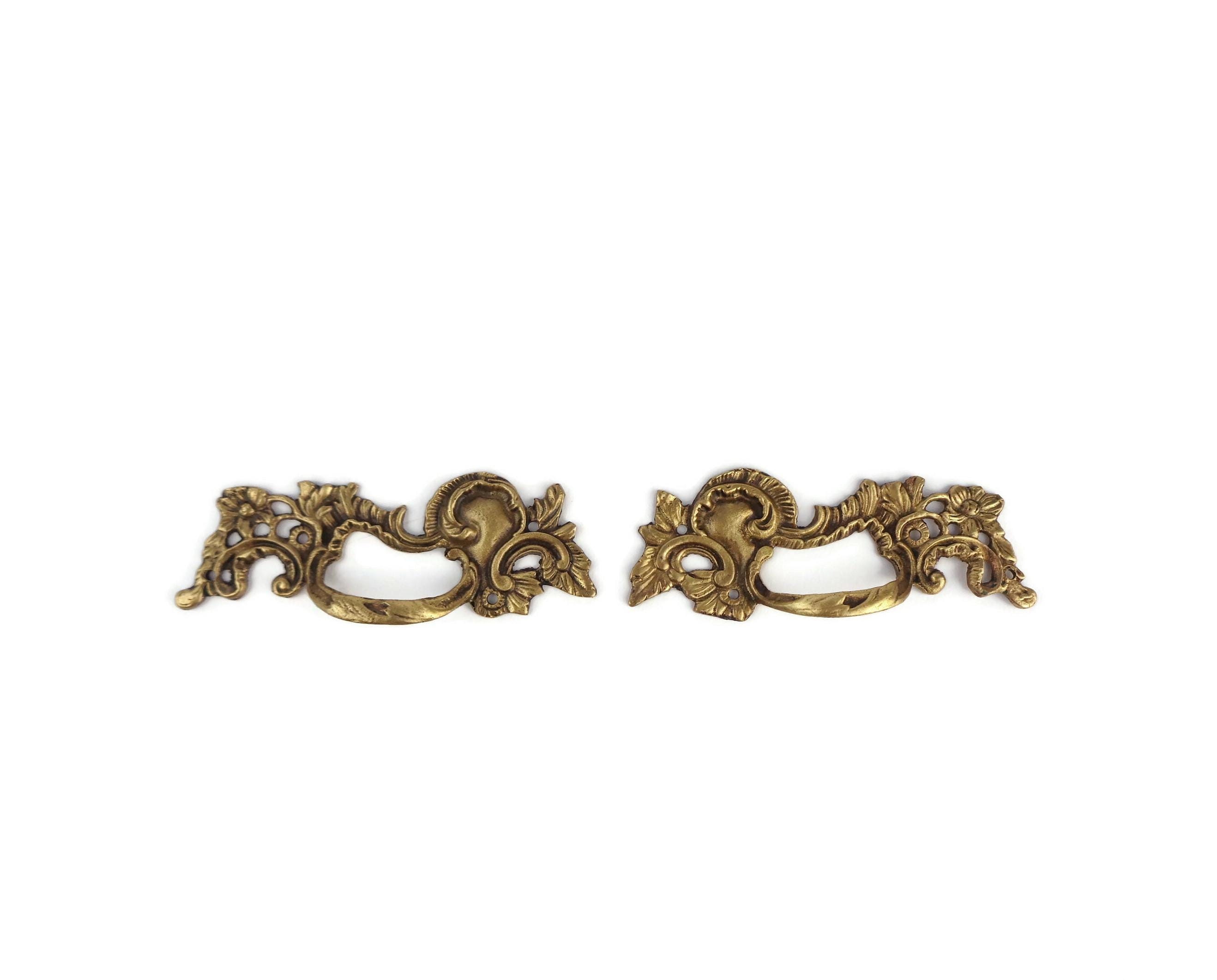 Paire De Poignées De Meuble En Bronze Doré + 3 Clés Assorties - Occasion