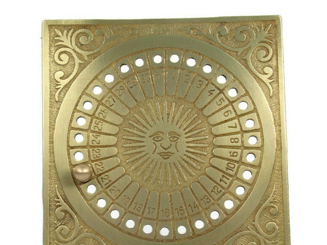 Antique Brass Calendar With Stand Vintage Brass Planner Etsy