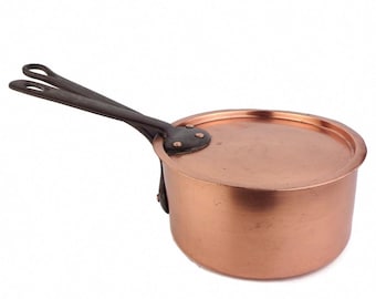 フランスのヴィンテージ銅製蓋付きソースパン「ピエール・ヴェルニュ