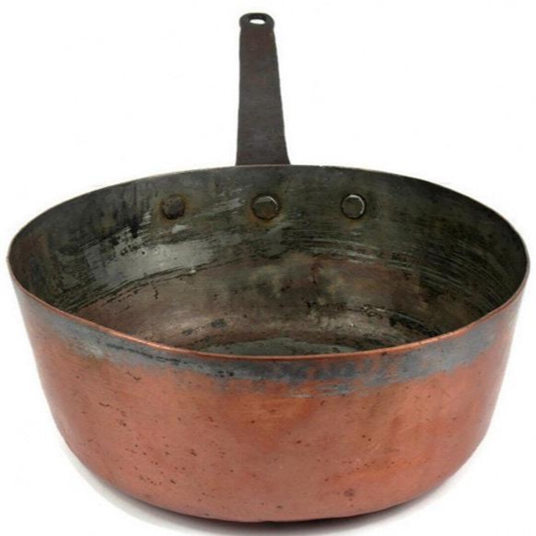 Large Copper Saucepan, Vintage Copper Pan With Wrought Iron Handle - Etsy
