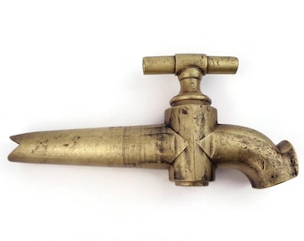 Antique Brass Spigot, Vintage Brass Wine Barrel Tap, Wine Cask Spigot, Solid Brass Spigot