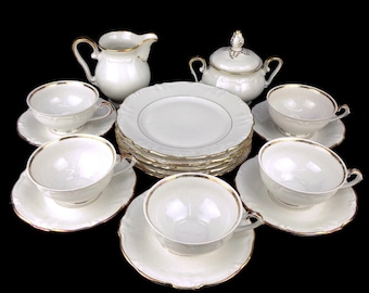 Vintage Porcelain Breakfast Set, Breakfast Dining Set Bavaria Germany, Bavarian Porcelain Coffee Tea Set