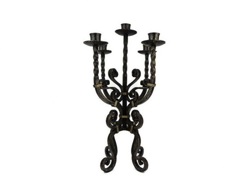 Antique Iron Candle Holder 5 Candles Vintage Wrowght Iron Etsy