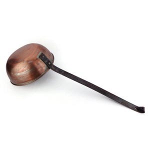 Antique French Copper Jam Presserve Ladle With Iron handle, Handmade Large Solid Copper Jam Presserve Ladle France