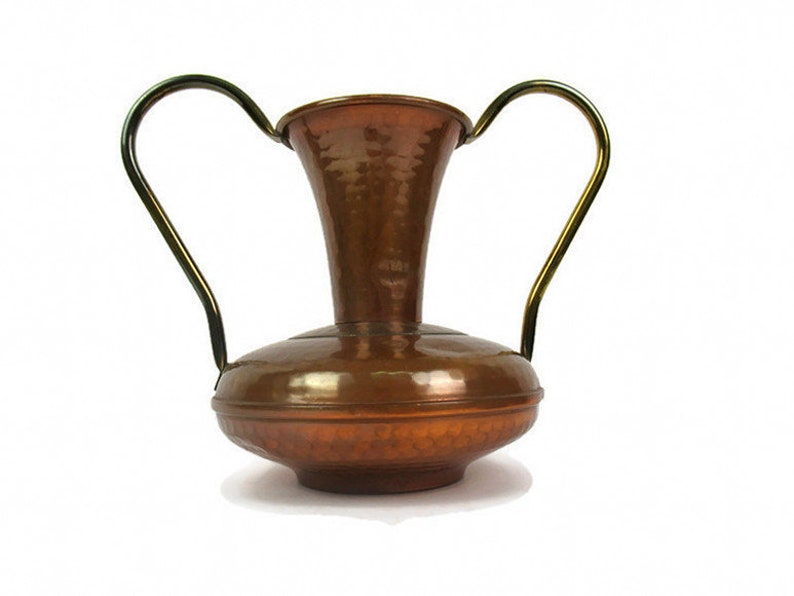 Antique Copper Amphora Vase Vintage Copper Double Handles Etsy