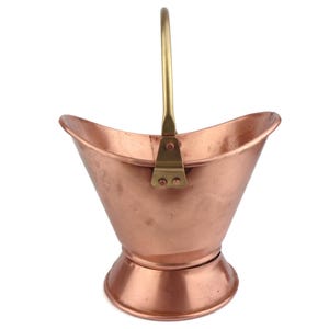 Antique Copper Jardiniere With Brass Handle, Vintage Copper Planter, Copper Flowers Pot, Copper Bucket Planter