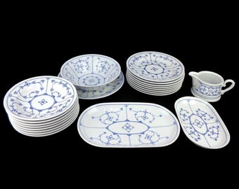 Vintage Porcelain Dinner Set Kahla Germany, Kahla Blau Saks Dining Set