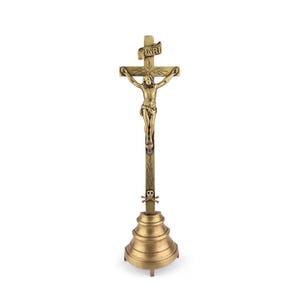 Vintage Brass Jesus Cross Crucifix, Antique Catholic Crucifix, Table Crucifix