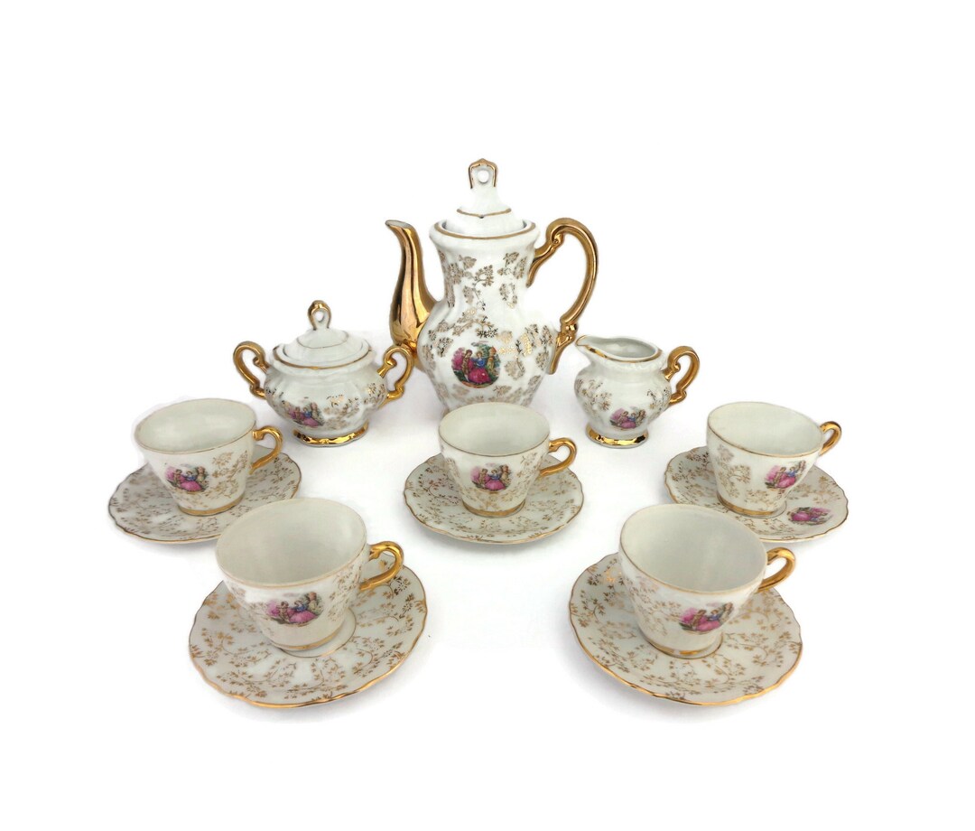 Vintage Porcelain Tea Cooffee Set, Antique Porcelain Coffee Tea Set - Etsy