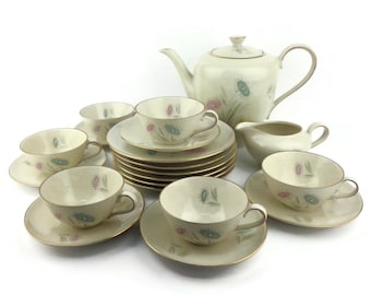 Vintage Porcelain Tea Coffee Set, Breakfast Dining Set Bavaria Germany, Bavarian Porcelain Coffee Tea Set
