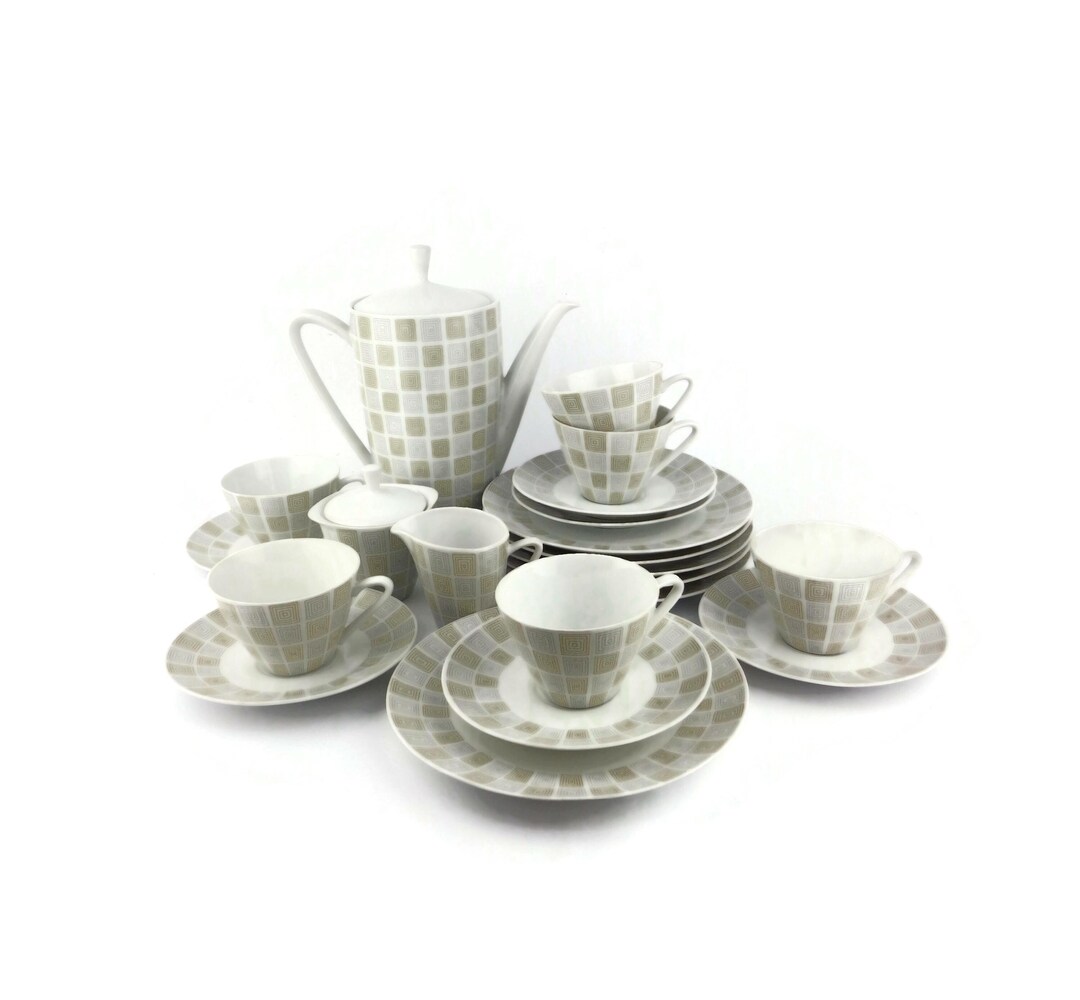 Vintage Porcelain Tea Coffee Set, Breakfast Dining Set Bavaria Germany ...