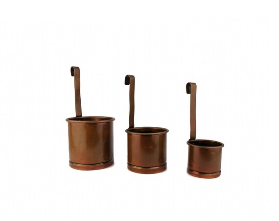 イギリスアンティーク 銅製 ハンドル付き計量カップセット