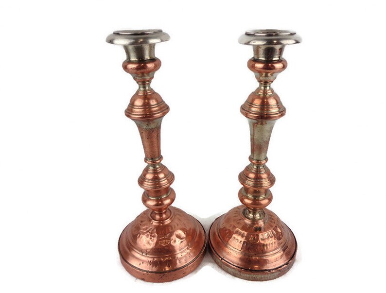 Antique Copper Candle Holders Set 19th Century Copper Etsy