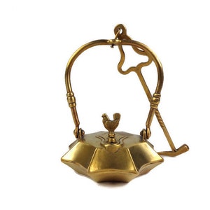 Antique French Oil Lamp, Hanging Miners Lamp, Vintage Brass Betty Lamp France image 7