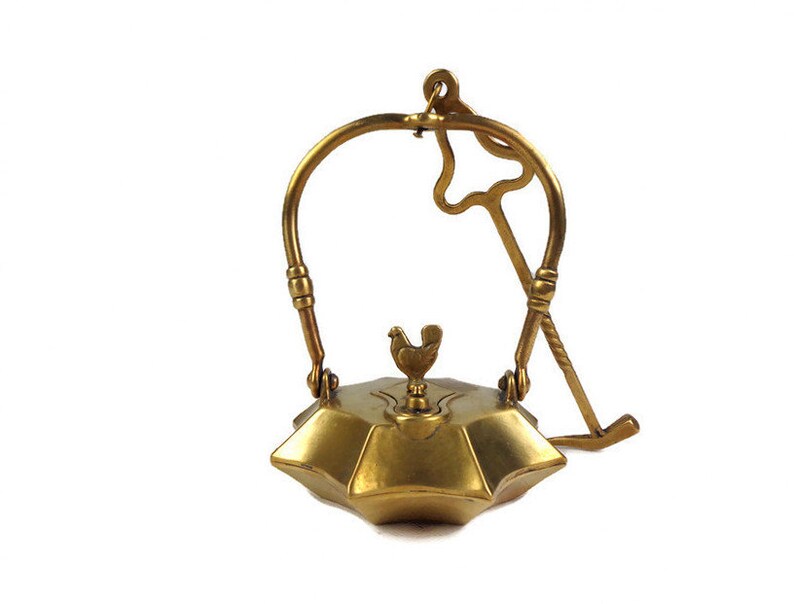 Antique French Oil Lamp, Hanging Miners Lamp, Vintage Brass Betty Lamp France image 7