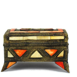 Vintage Storage Box With Brass Decoration