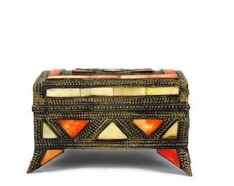 Vintage Storage Box With Brass Decoration