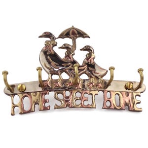 Antique Wall Key Holder, Vintage Wall Key Display, Brass Key Holder With Ducks