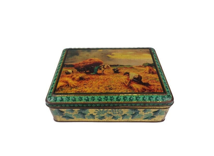 Large Tin Biscuit Box France, French Tin Biscuit Box Exclusive BISLOR NANCY, Country Decor, Collecor Tin Box