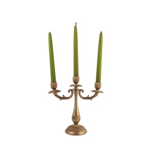 Antique Brass Candle Holder, Brass Candelabra 3 Candles, Vintage Brass Candlestick