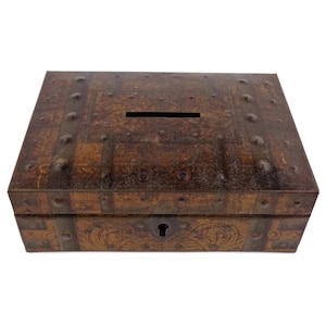 Vintage Tin Piggy Bank, Money Box, Storage Box