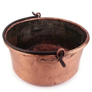 Antique Copper Cauldron, Hand Hammered Copper Watering Pot, Handmade Copper Cauldron