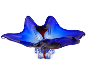 Glass Candy Bowl, Vintage Glass Bowl, Art Glass Bowl, Blue Glass Bowl