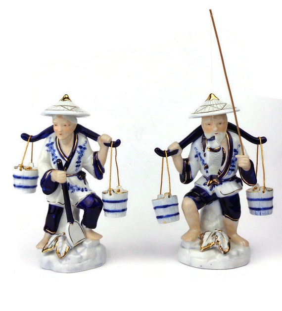 Vintage Chinese Ceramic Figurines Chinese Folklore Ceramic Etsy