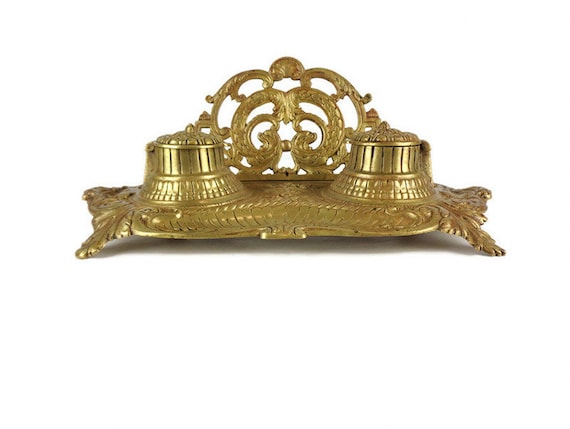 真鍮製装飾インク壺 真鍮製アンティークインク壺 - 海福雑貨通販部