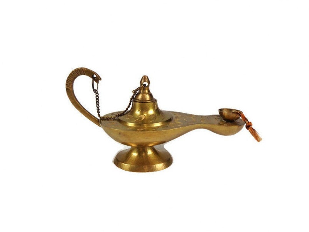 Antique Aladdin Lamp, Brass Miners Lamp, Vintage Brass Betty Lamp