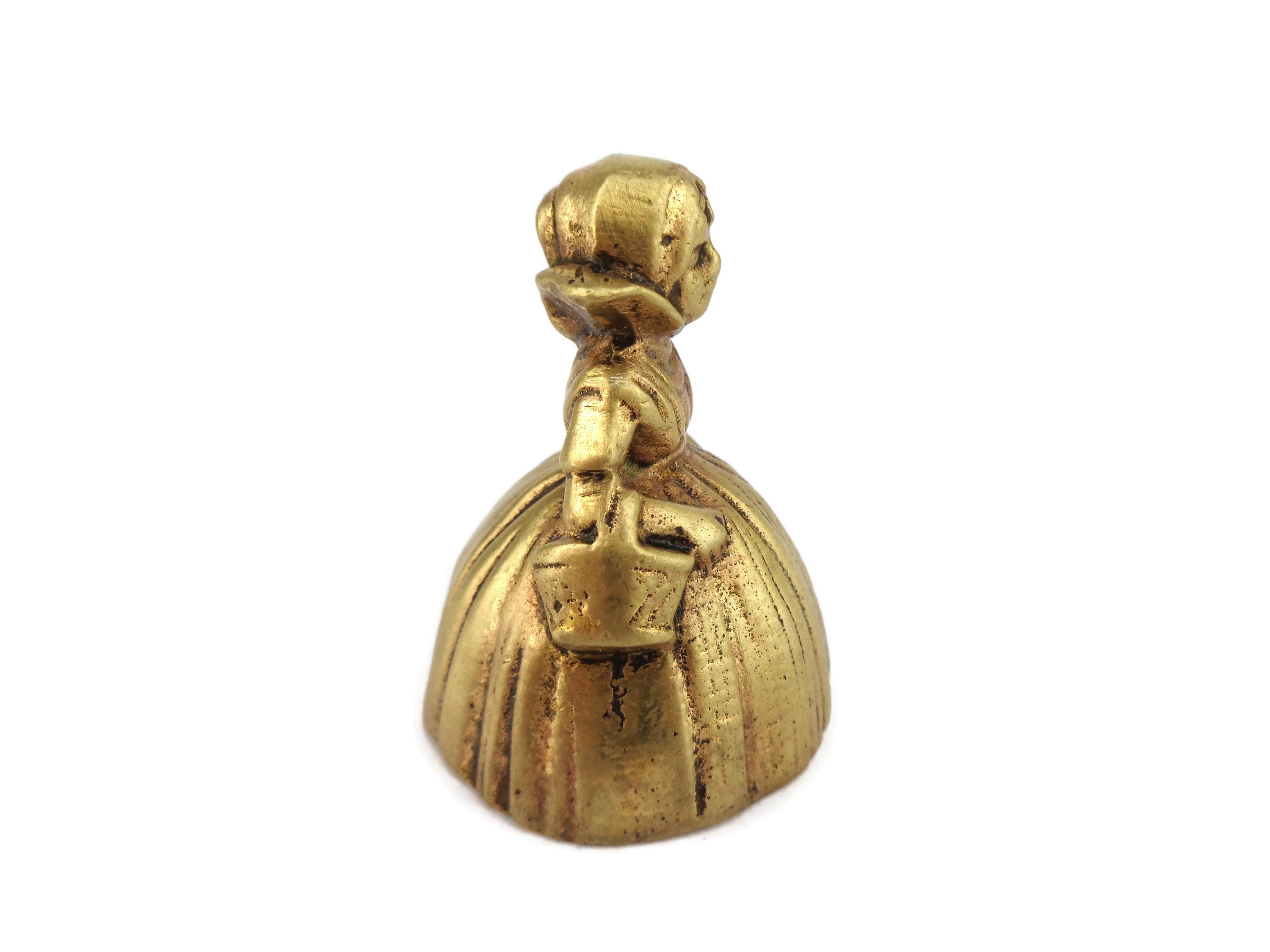 Antique Bell Lady Figurine, Victorian Lady Bell, Brass Hand Bell 