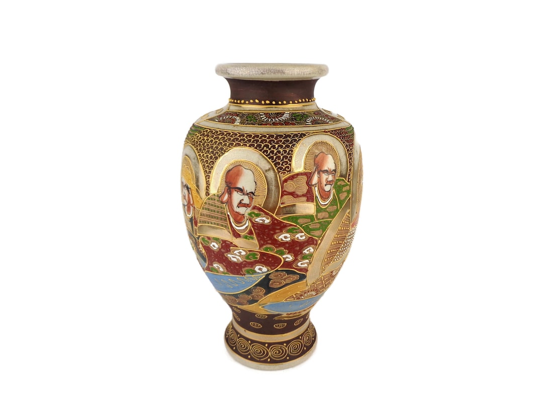 アンティークの日本製薩摩焼花瓶、明治時代（1868～1912年