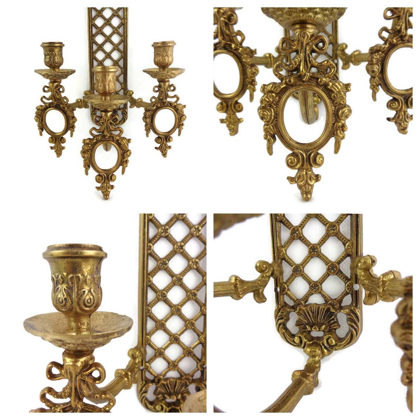 Antique Brass Wall Candle Holder Vintage Wall Brass Etsy