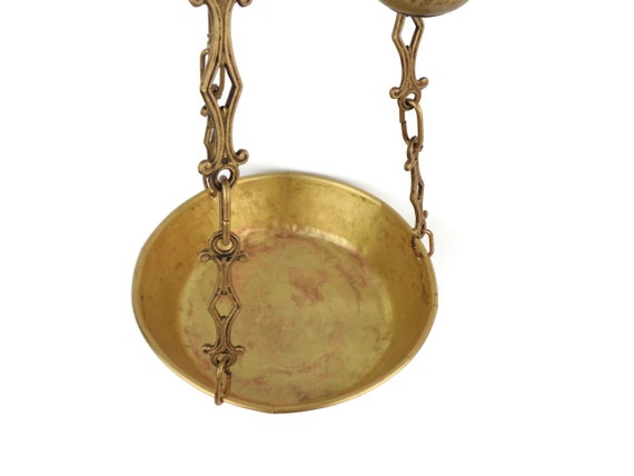 アンティーク真鍮製天秤、カウンターウェイト付きヴィンテージ吊り下げ