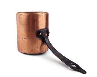 Vintage Kupfer Stieltopf, Kupfer Kochpfanne Mit Eisengriff Frankreich