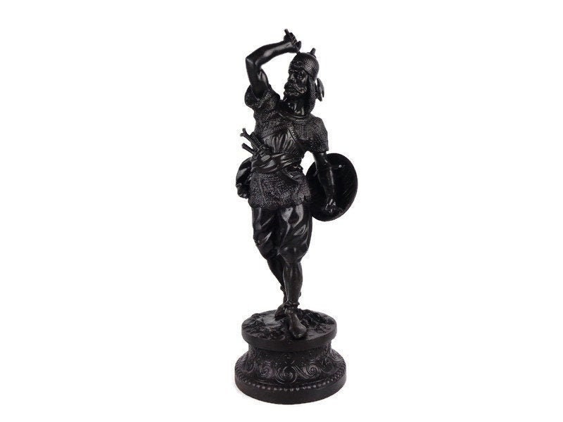 Large Knight With An Axe Statue, Antique Warrior Vintage Statue