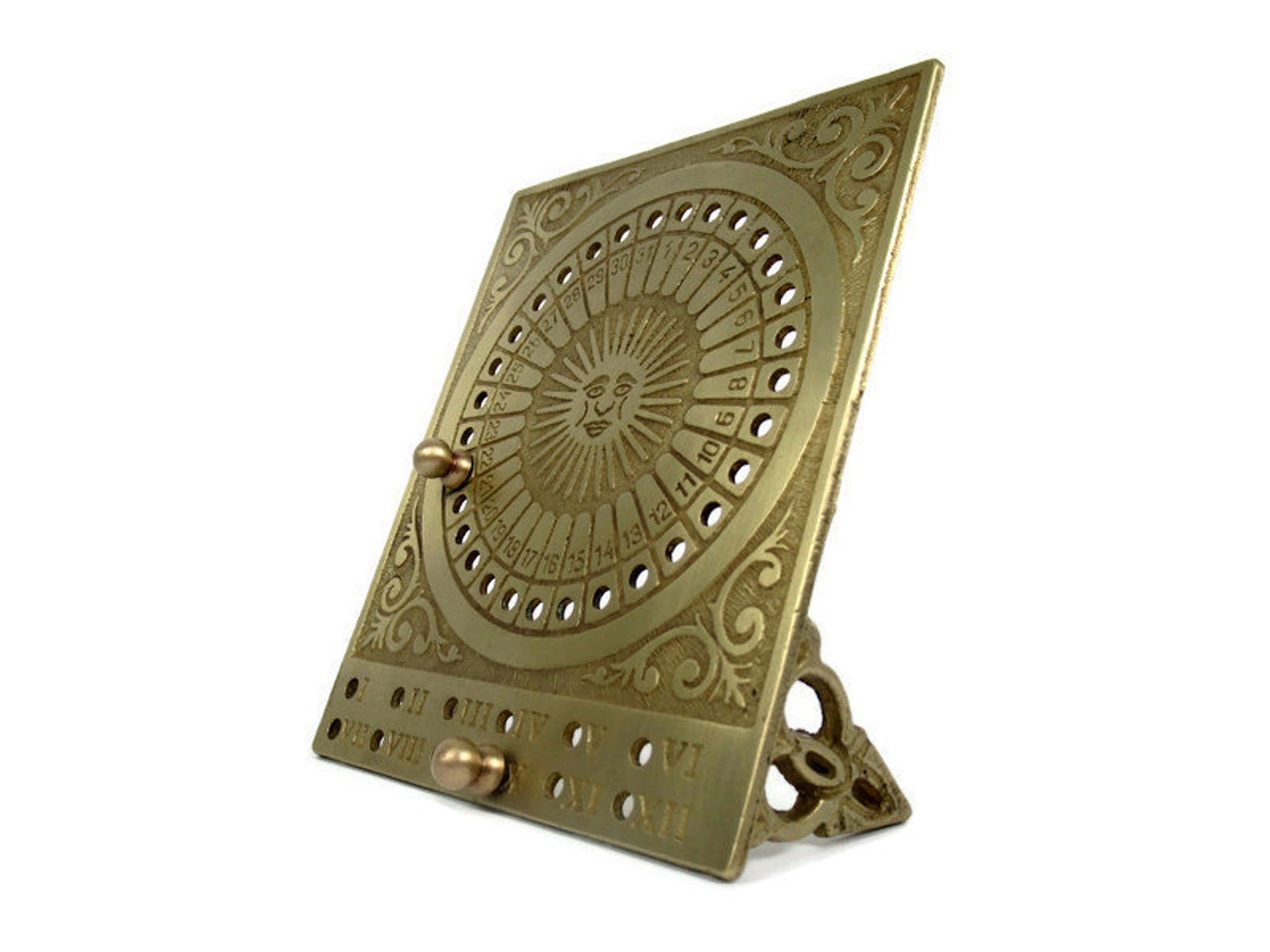 Antique Brass Calendar With Stand Vintage Brass Planner Etsy
