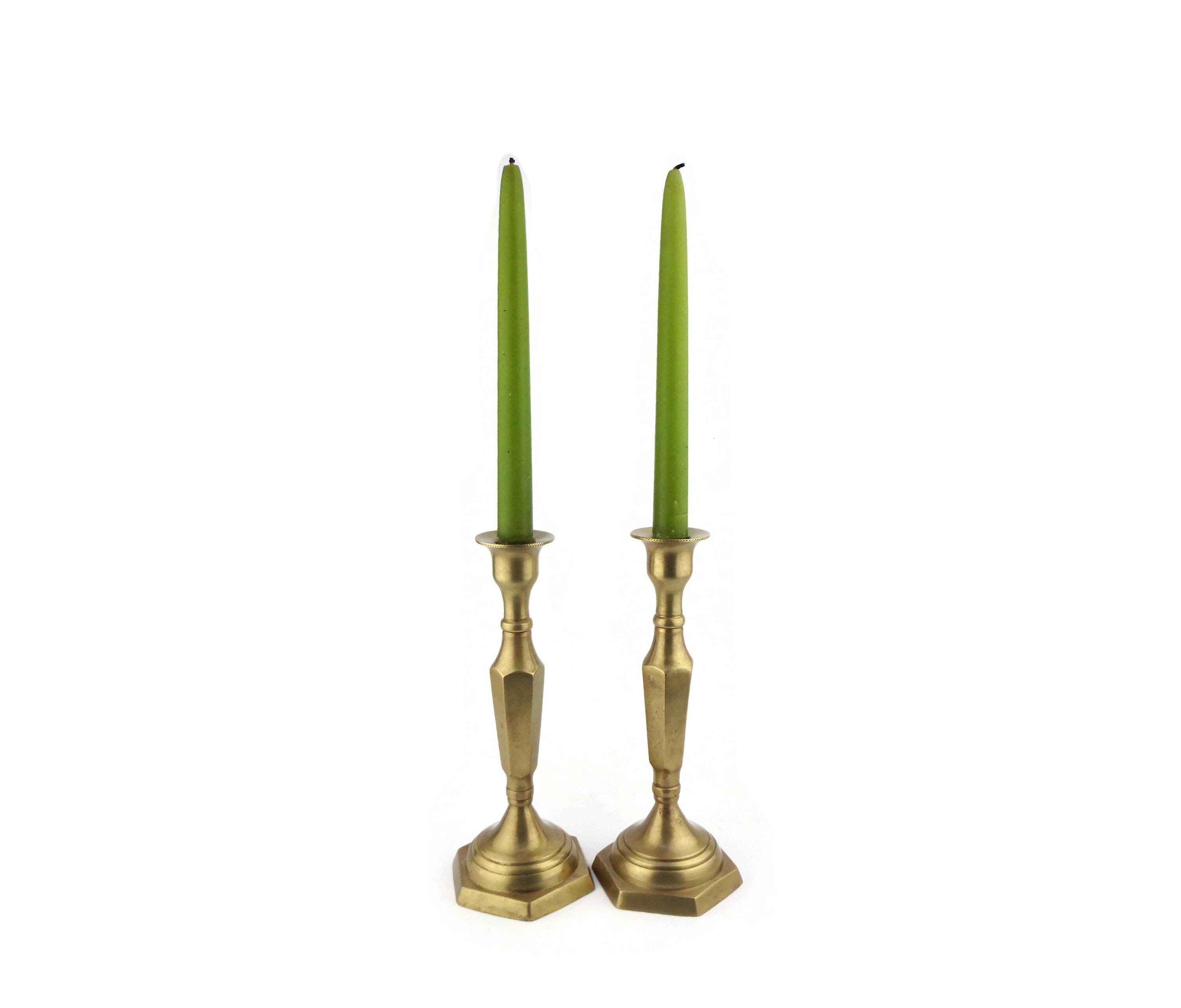 Antique Brass Candle Holder Set, Pair Brass Candlesticks