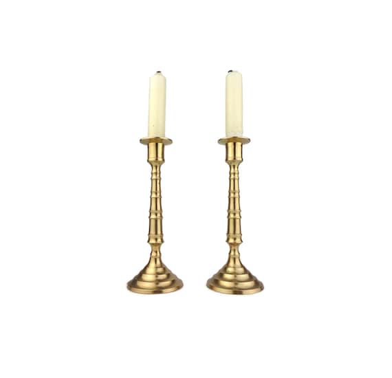 A Pretty Pair of 18cm-high Brass Candlesticks