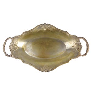 Antique Silver Plated Tray, Silver Plated Dining Tray, Brass Silver Plated Tray