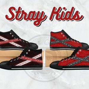 Kpop-inspired Sneakers STRAY KIDS, Women&#39;s High-top Sneakers, Men&#39;s High-top Sneakers, Custom Made Sneakers, Stray Kids Canvas Shoes