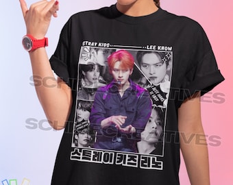 Camisa unisex Lee Know, camiseta gráfica Lee Know, camisa Stray Kids
