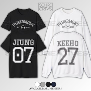 Camisa dos membros do P1Harmony, moletom P1Harmony, Keeho, Theo, Jiung, Intak, Sou, Jongseob